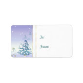 Weihnachtsziege im Winter-Szene-Tag Adressaufkleber (Vorne)