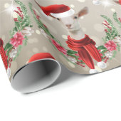 Weihnachtsziege Kind 2 in Weihnachtsmannmütze und  Geschenkpapier (Rolleneckpunkt)