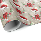 Weihnachtsziege Kind 2 in Weihnachtsmannmütze und  Geschenkpapier (Rolleneckpunkt)