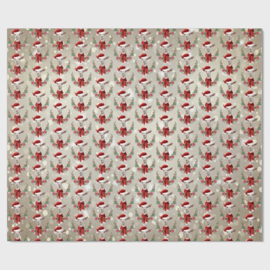 Weihnachtsziege Kind in Weihnachtsmannmütze und Sc Geschenkpapier (Flach)