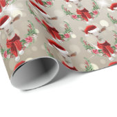 Weihnachtsziege Kind in Weihnachtsmannmütze und Sc Geschenkpapier (Rolleneckpunkt)