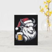 Weihnachtsziege mit Bier-Comic Karte (Gelbe Blume)