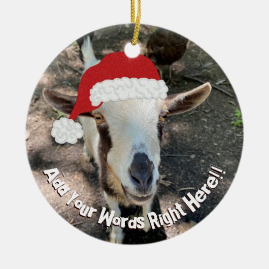 Weihnachtsziege nach Maß Keramik Ornament (Vorne)