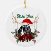 Weihnachtsziege Nubian Rentier Kinderziege mit Kra Keramik Ornament (Hinten)