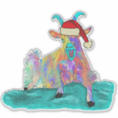 Weihnachtsziege schreiend farbenfroh aufkleber (Vorderseite)