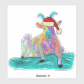 Weihnachtsziege schreiend farbenfroh aufkleber (Blatt)