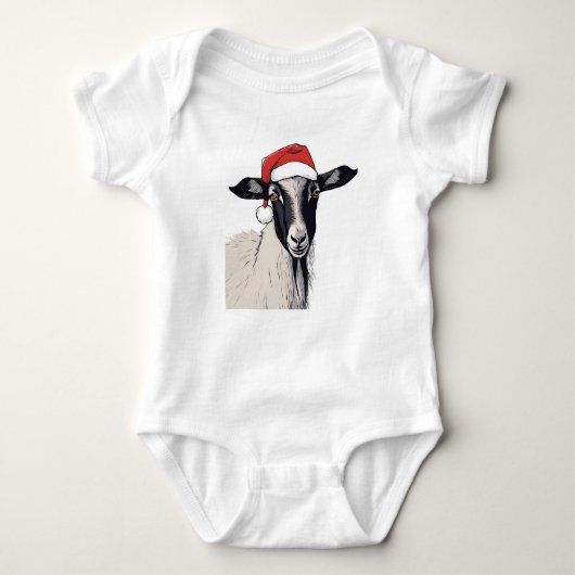 Weihnachtsziege Weihnachtsmannmütze Holiday Goat Baby Strampler (Vorderseite)