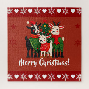 Weihnachtsziegen Frohe Weihnachten Puzzle