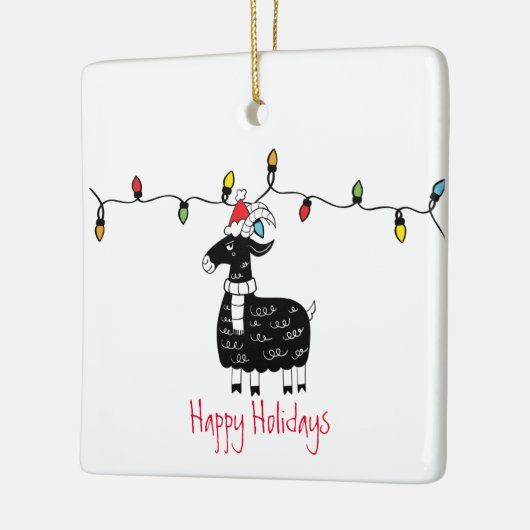 Weihnachtsziegen Keramikornament (Links)