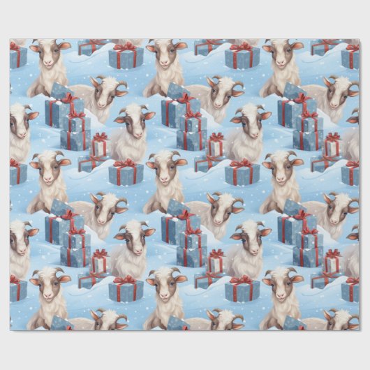 Weihnachtsziegen und Geschenke Geschenkpapier (Flach)