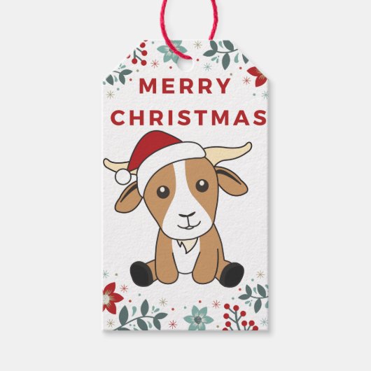 Weihnachtsziegen Ziegen Wintertiere Geschenketiket Geschenkanhänger (Vorderseite)