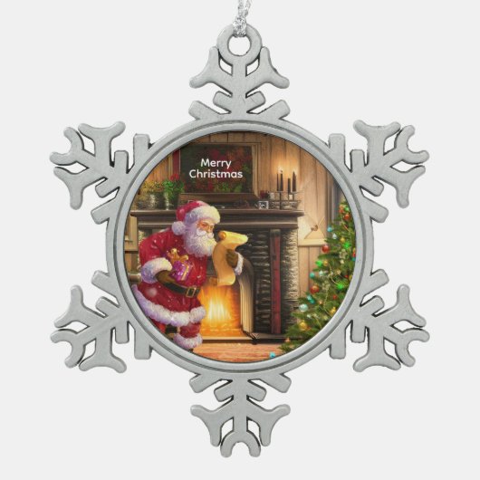 Weihnachtszinndekoration Schneeflocken Zinn-Ornament (Vorderseite)