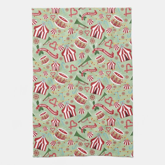 Weihnachtszirkus Geschirrtuch (Vertikal)