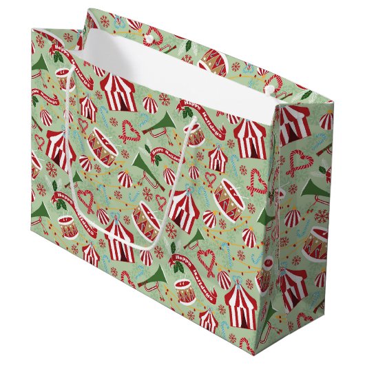 Weihnachtszirkus Große Geschenktüte (Vorderseite Schrägansicht)