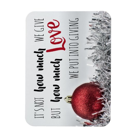 Weihnachtszitat mit rotem Ornament Magnet (Vertikal)