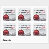 Weihnachtszitat mit roter Dekoration Quadratischer Aufkleber (Blatt)