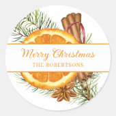 Weihnachtszitrus Gewürz Holiday Orange Slice Runder Aufkleber (Vorderseite)