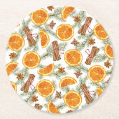 Weihnachtszitrus Orange und Gewürz Runder Pappuntersetzer (Vorderseite)