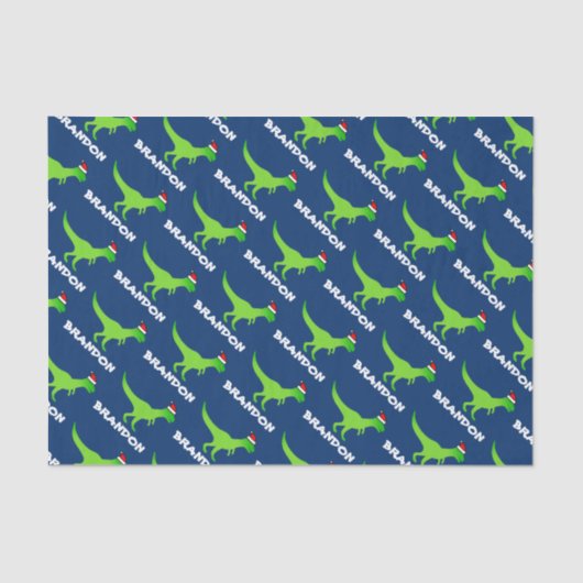 Weihnachtszittel für Kinder mit lustigen Dinosauri Seidenpapier (Vorderseite)