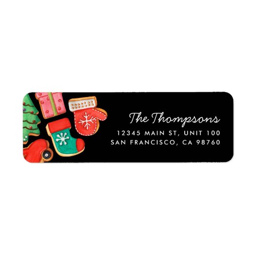 Weihnachtszucker Cookie Black Return Address Label (Vorne)