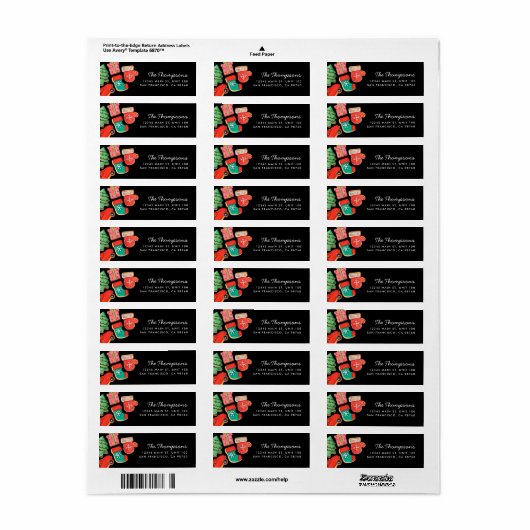 Weihnachtszucker Cookie Black Return Address Label (Vorne)