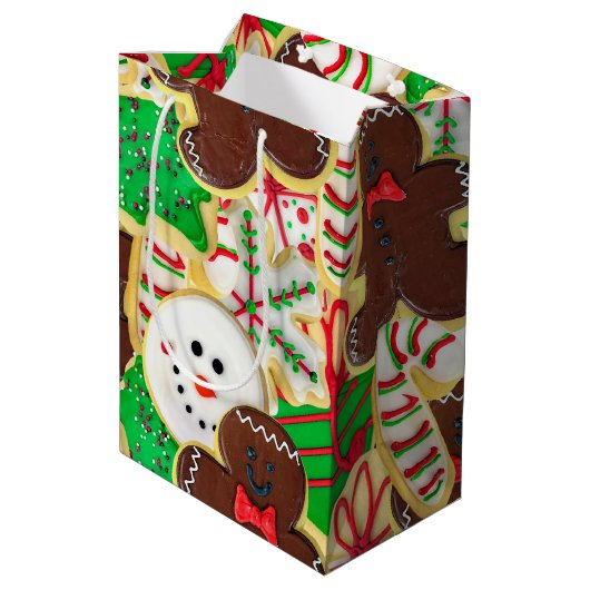 Weihnachtszucker-Cookies mit Namen Mittlere Geschenktüte (Rückseite Schrägansicht)