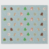 Weihnachtszucker-Kekse auf Schneeflocken Geschenkpapier (Flach)
