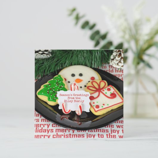 Weihnachtszucker-Plättchen Feiertagskarte (Stehend Vorderseite)