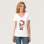 Weihnachtszucker Schädel mit Weihnachtsmannmütze - T-Shirt (Vorderseite Vollansicht)