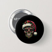Weihnachtszucker Schädel Weihnachtsmannmütze Tag d Button (Vorne & Hinten)