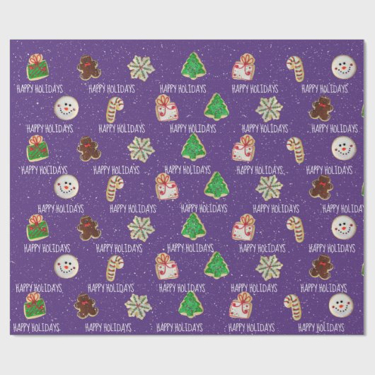 Weihnachtszucker und Schneeflocken Geschenkpapier (Flach)