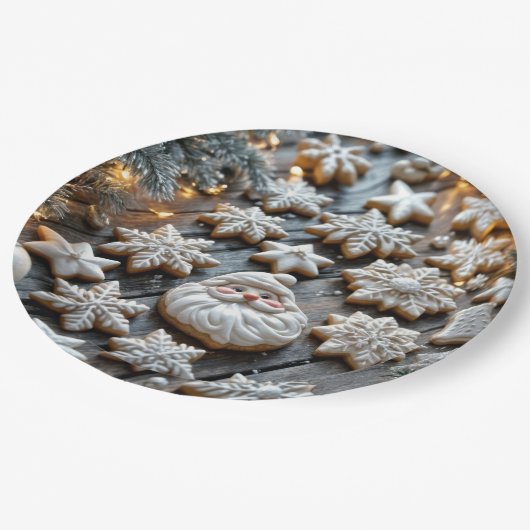 Weihnachtszuckerkost im Bauernhof auf Holz Pappteller (Schrägansicht)