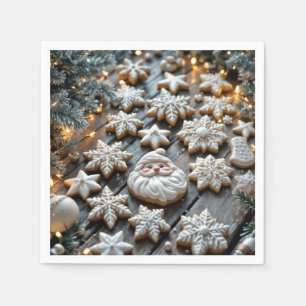 Weihnachtszuckerkost im Bauernhof auf Holz Serviette