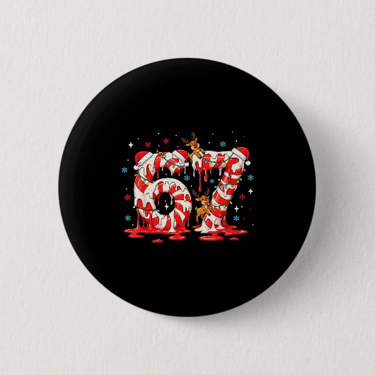 Weihnachtszuckerstange 67 Meme Six Seven Lustige J Button (Vorderseite)