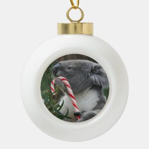 Weihnachtszuckerstange-Koala Keramik Kugel-Ornament