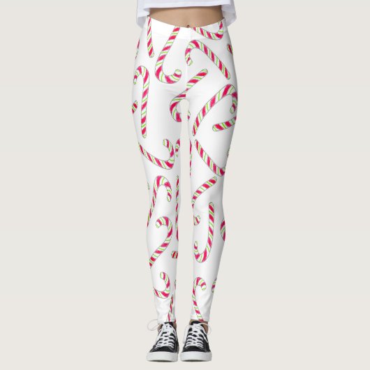 Weihnachtszuckerstangemuster Leggings (Vorderseite)