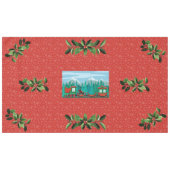 Weihnachtszug auf Rot Tischdecke (Vorderseite (Horizontal))