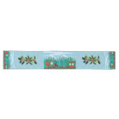 Weihnachtszug auf Sky Blue Großer Tischläufer (Horizontal)