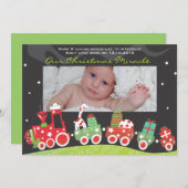 Weihnachtszug Baby Announcement GreetiIng Card Feiertagskarte (Vorne/Hinten)