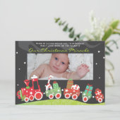 Weihnachtszug Baby Announcement GreetiIng Card Feiertagskarte (Stehend Vorderseite)