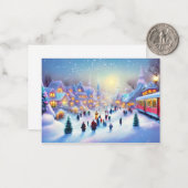 Weihnachtszug Dorf Haushalt Mini Weihnachten Mitteilungskarte (Vorderseite/Rückseite Beispiel)