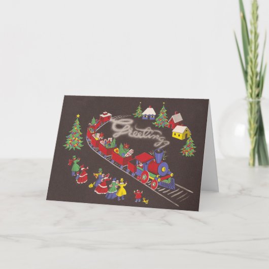 Weihnachtszug Feiertagskarte (Vorderseite)