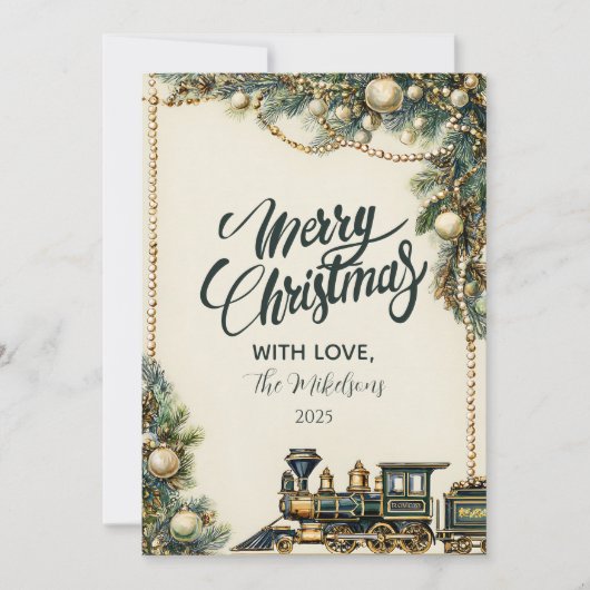 Weihnachtszug Feiertagskarte (Vorderseite)