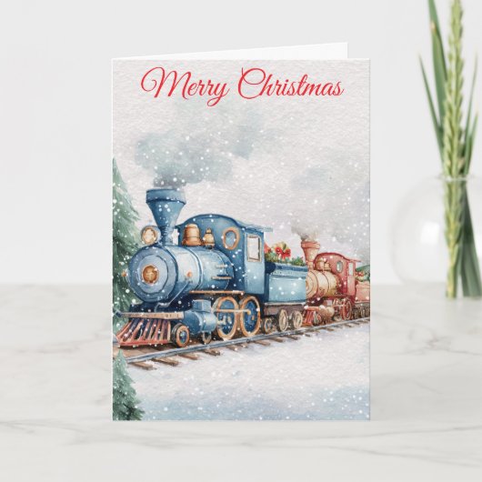 Weihnachtszug Feiertagskarte (Vorderseite)