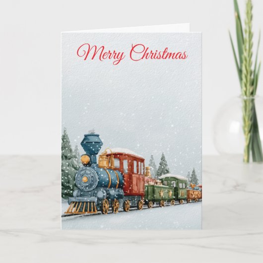 Weihnachtszug Feiertagskarte (Vorderseite)