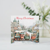 Weihnachtszug Feiertagskarte (Stehend Vorderseite)