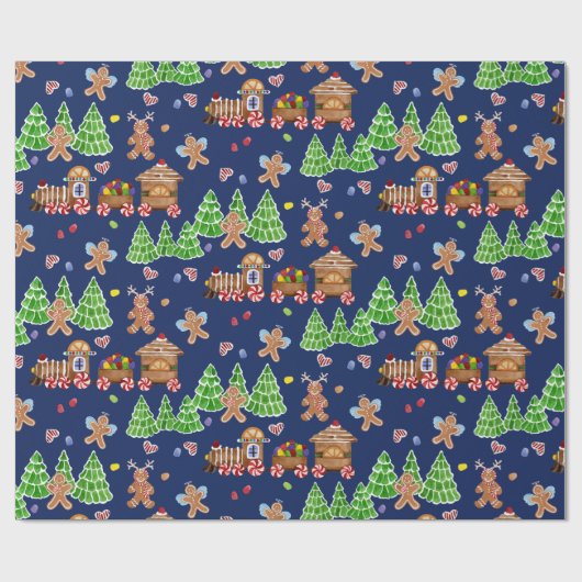 Weihnachtszug Gingerbread Angel Wasserfarbe Geschenkpapier (Flach)