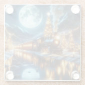 Weihnachtszug im Mondlicht Glasuntersetzer (Rückseite)