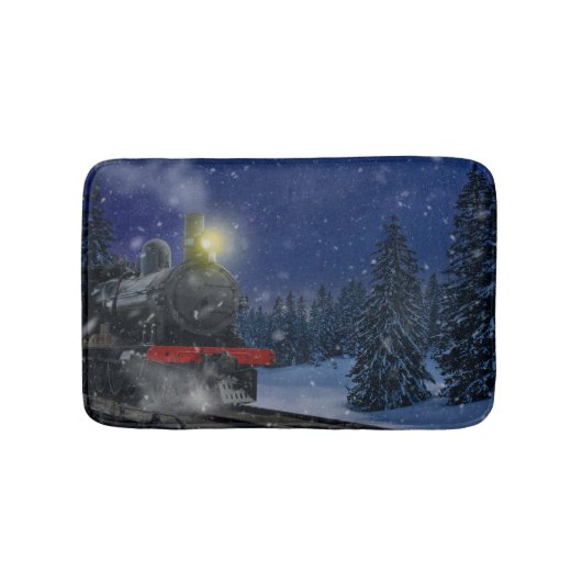 Weihnachtszug im Schnee Badematte (Vorderseite)