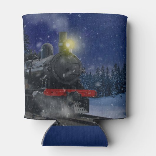 Weihnachtszug im Schnee Dosenkühler (Rückseite)